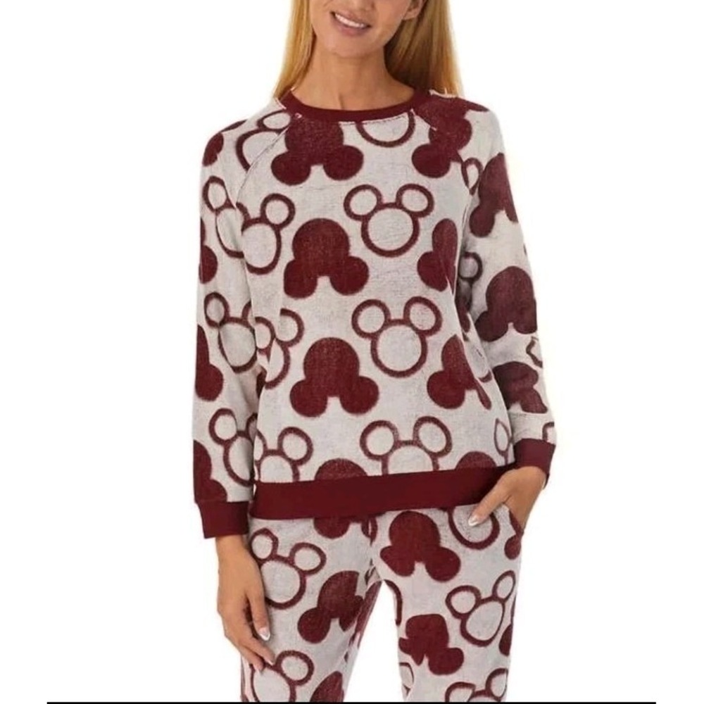 Mickey Mouse Disney Character Ladies'‎ Fleece 2-piece Pajama Set RED Large 12/14 - Picture 1 of 12